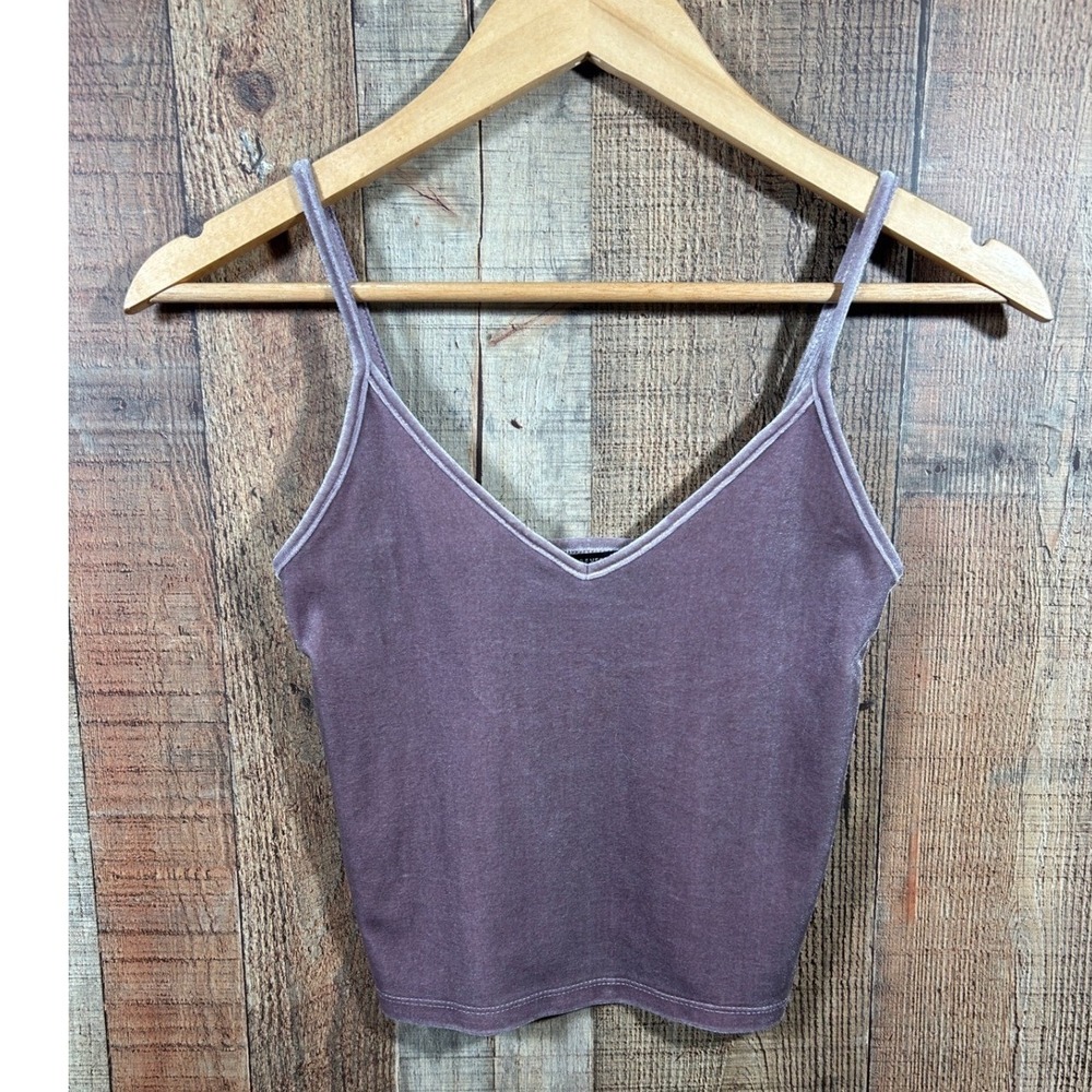 Forever 21 Lavender Velvet Y2K Crop Cami Minimalist Tank Top Small Soft Girl